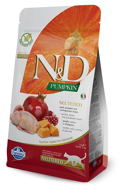 Farmina N&D Pumpkin Feline Neutered Recipe Quail Pumpkin&Pomegranate 300g X2
