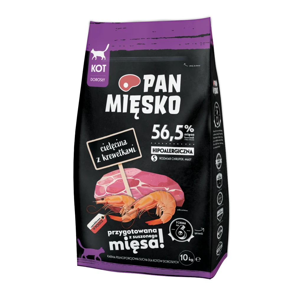 PAN MIĘSKO Veau Aux Crevettes S 10kg Pour Chats