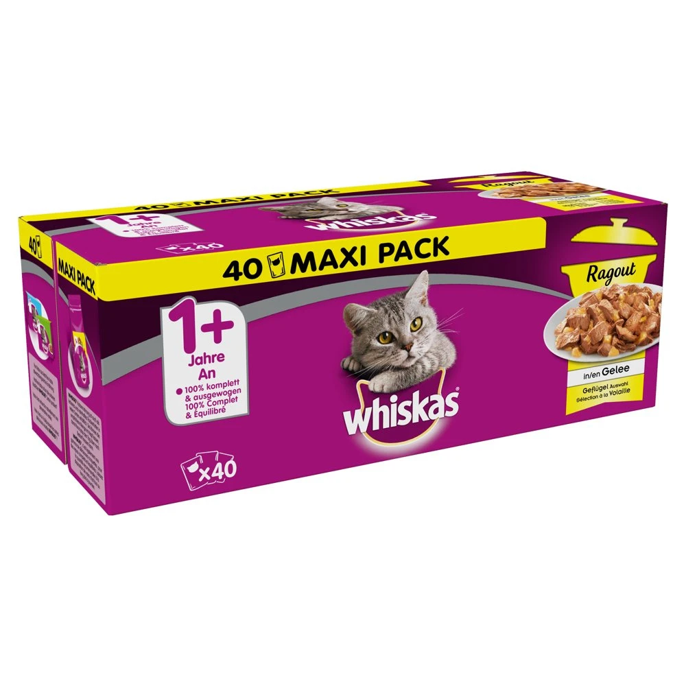 WHISKAS® 1+ Sélection à La Volaille En Gelée 40x85g