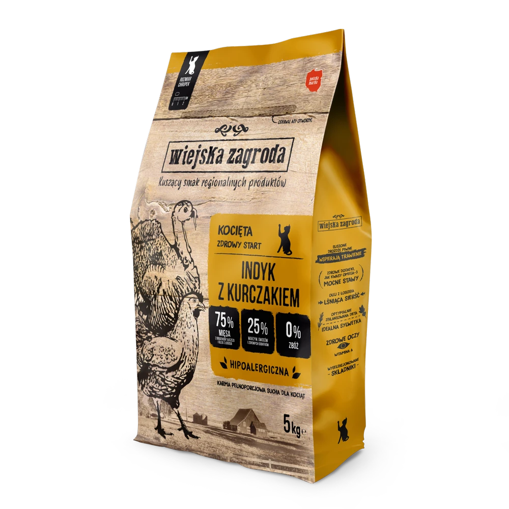 Wiejska Zagroda Dinde Avec Poulet Pour Chatons 5kg