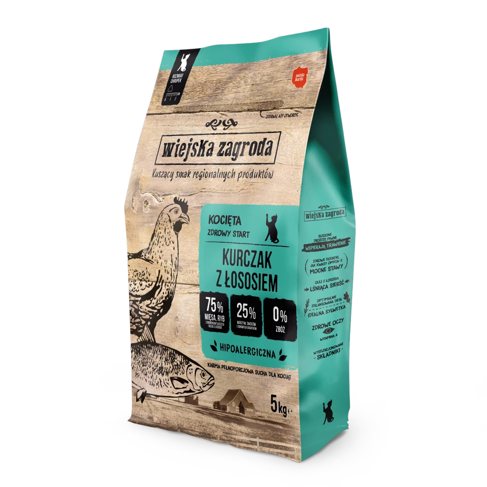 Wiejska Zagroda Poulet Avec Saumon Pour Chatons 5kg